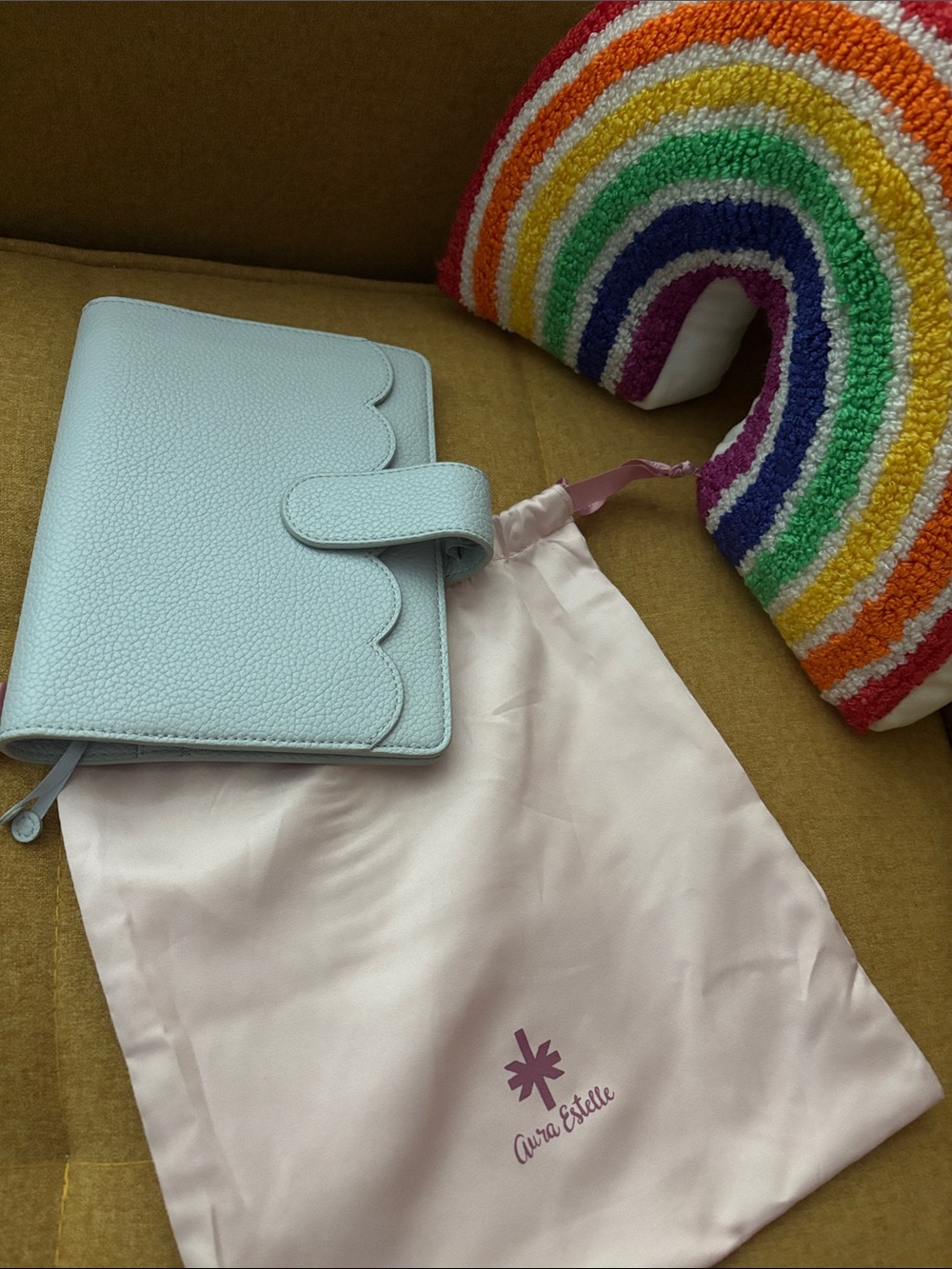 Aura Estelle Light Blue Scalloped Leather Notebook